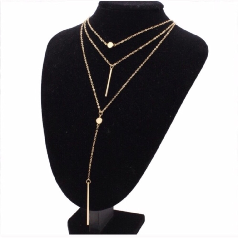 3 tier gold color necklace - Picture 4 of 4